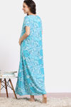 Coucou Maternity Woven Full Length Nightdress With Front Zipper And Discreet Feeding - Ocean Blue — thumbnail 3
